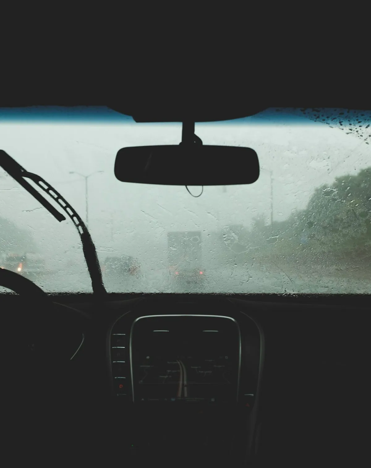 Rain on a car windscreen